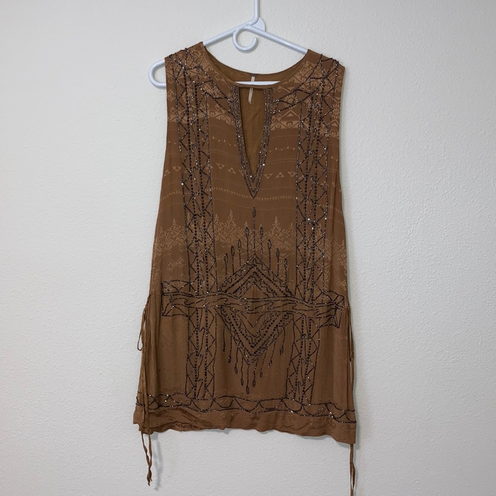 Fun taupe free people dress with ties